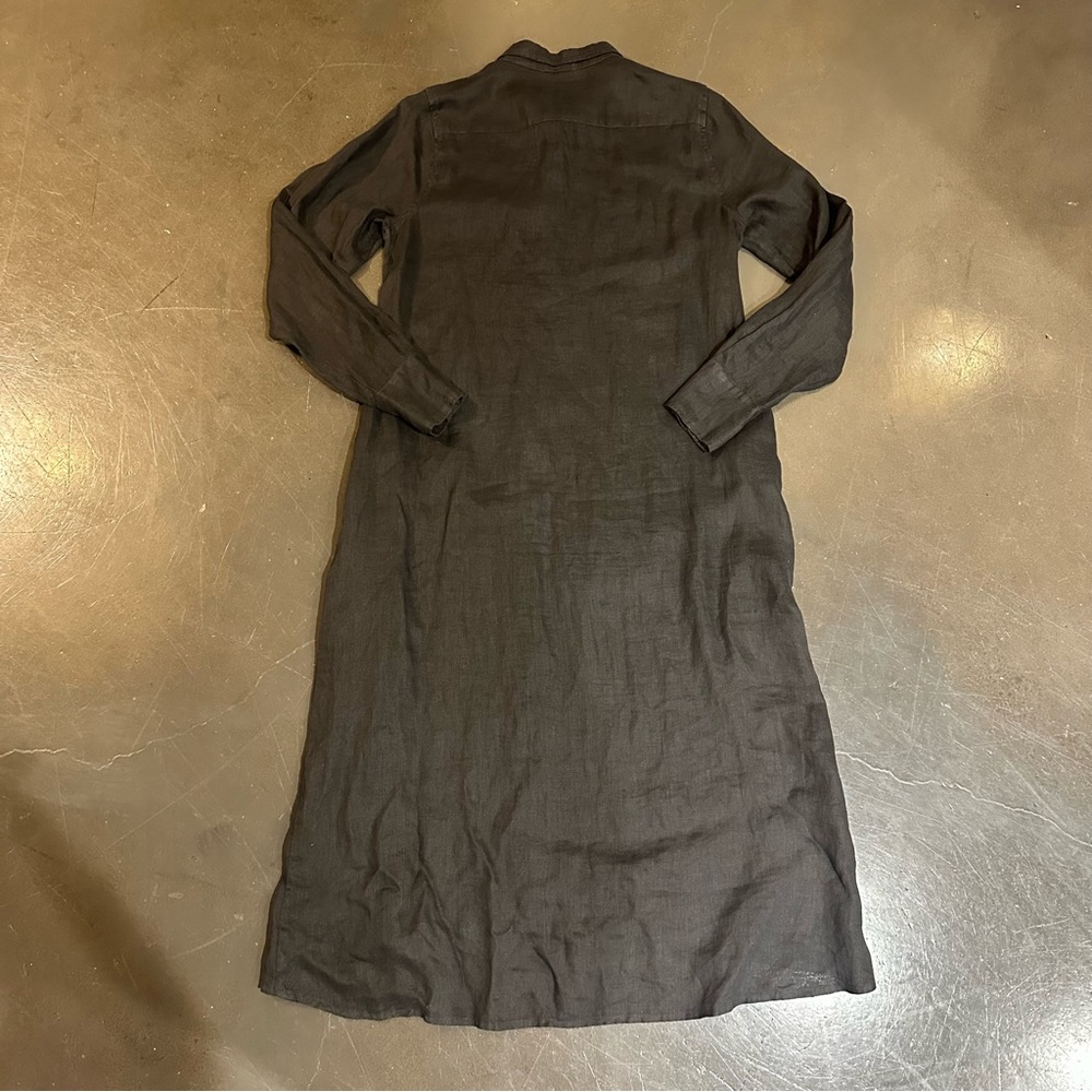 CP Shades - Black Linen Long Sleeve Midi Dress / Coverup - Size XS - Picture 6 of 13